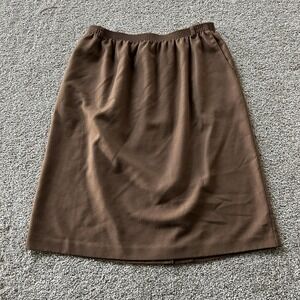 Alfred Dunner Skirt Womens 20 Brown Solid Midi Elastic Waist Pockets Pull On